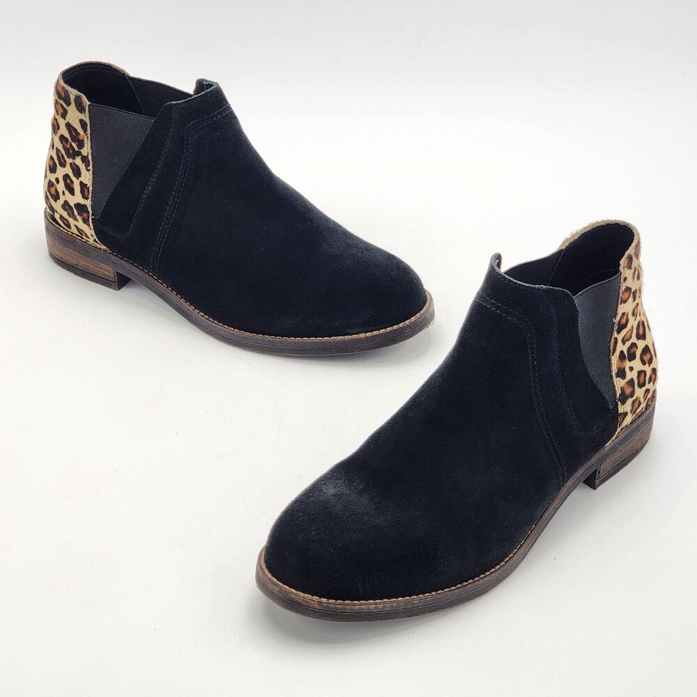 Clarks Demi 2 Beat Suede Leopard Print Soft Cushion Ankle Boots Black Size 10